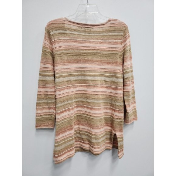 Lauren Ralph Lauren Denim Womens Sweater Medium Beige Linen Blend Striped Tunic - Picture 7 of 8